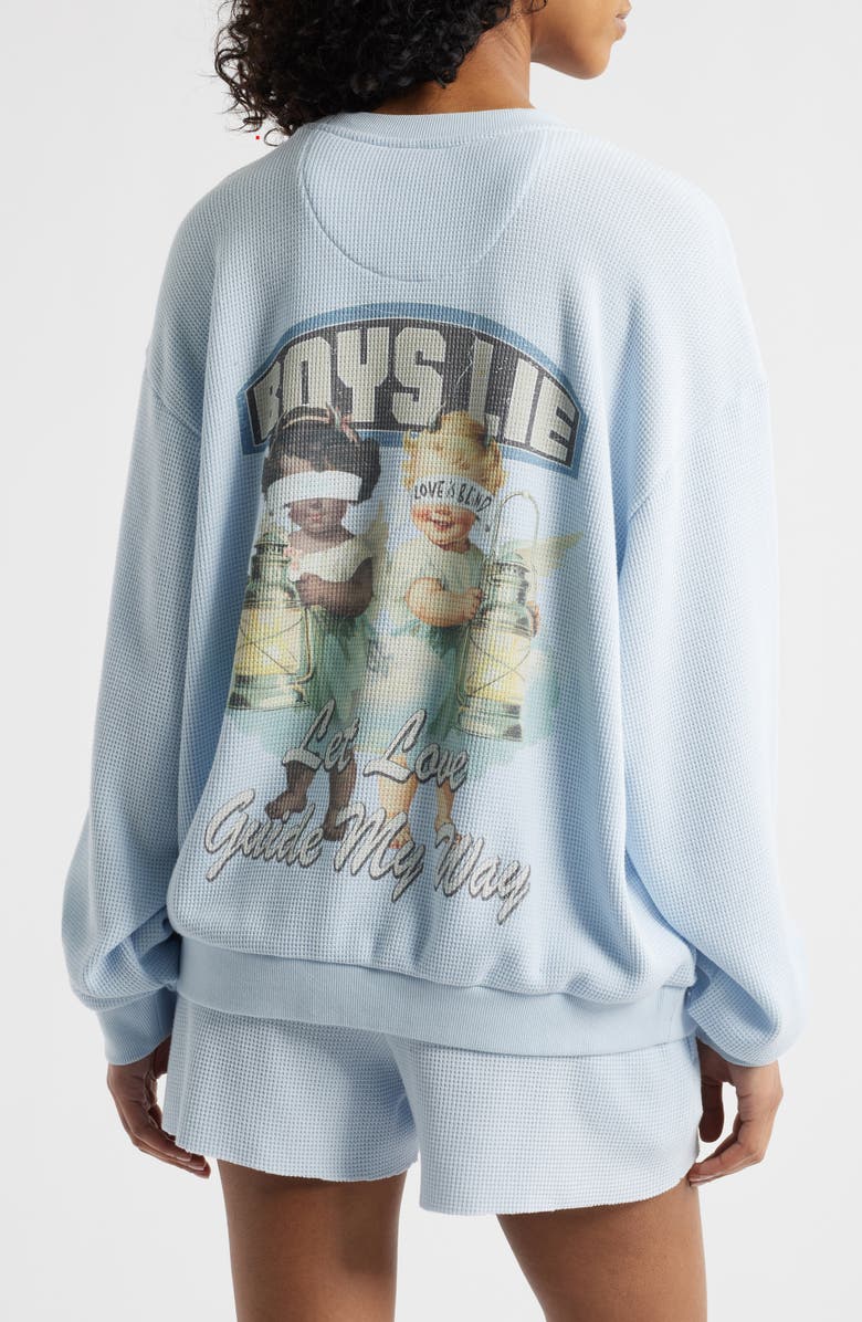 BOYS LIE Aura Let Love Guide My Way Oversize Thermal Sweatshirt, Alternate, color, Blue