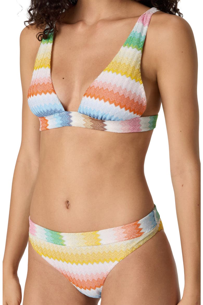 Bralette Bikini With Dégradé Zigzag Pattern, Alternate, color, Multicoloured