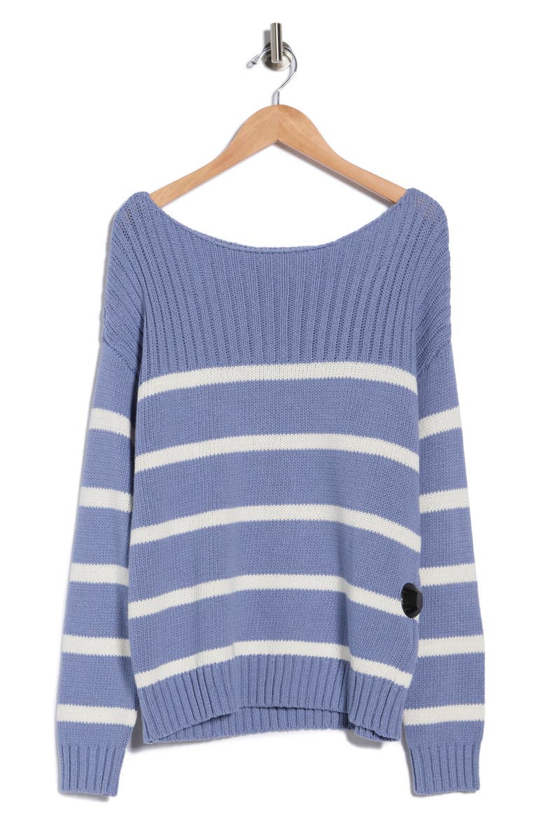 Stripe Boat Neck Sweater, Alternate, color, STONEWASH STRIPE