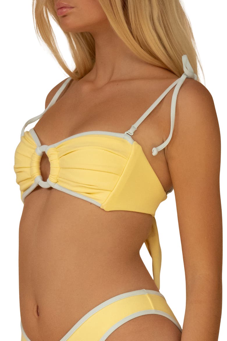 Sunshine Binded Tori Ties Bandeau Bikini Top, Alternate, color, SUNSHINE