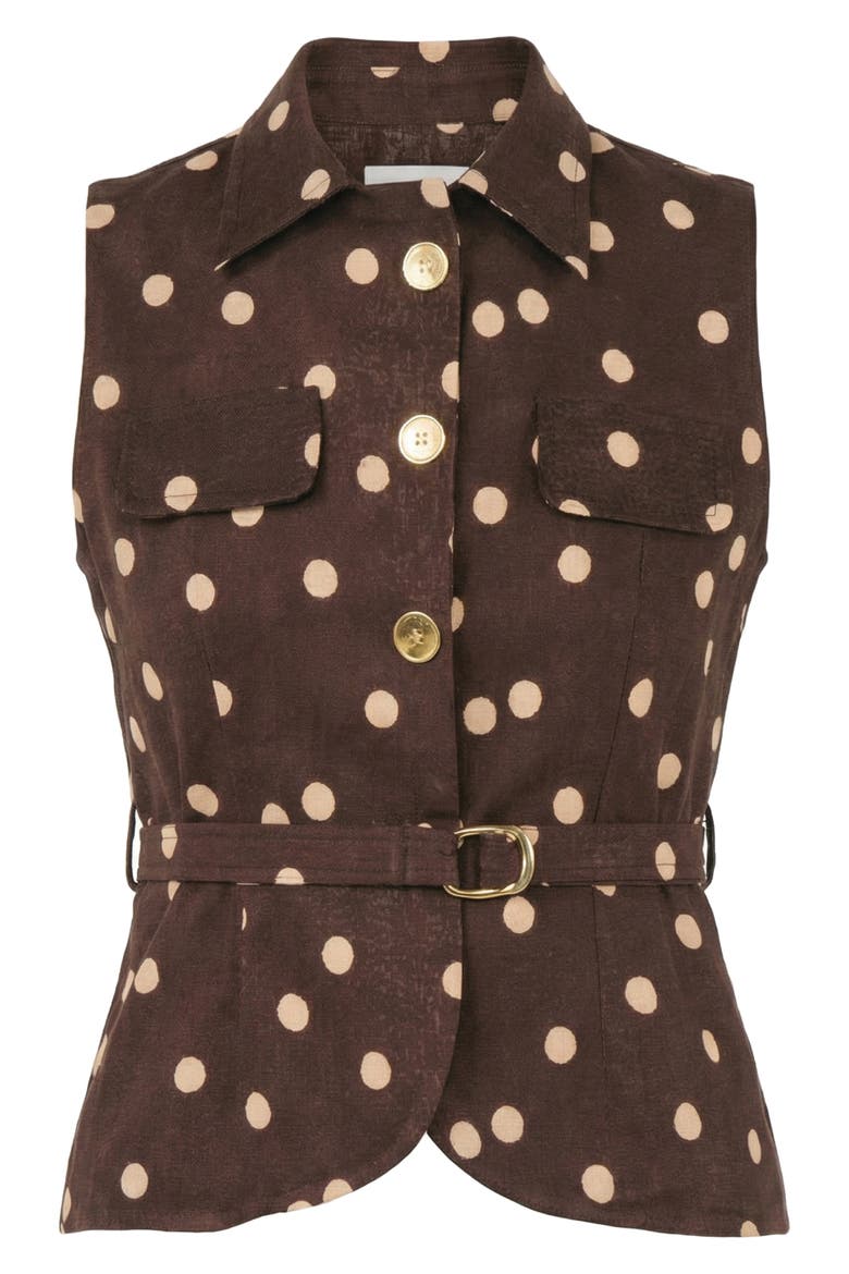 Stellas Belted Sleeveless Button-Up Shirt, Alternate, color, POLKA DOTS CREAM