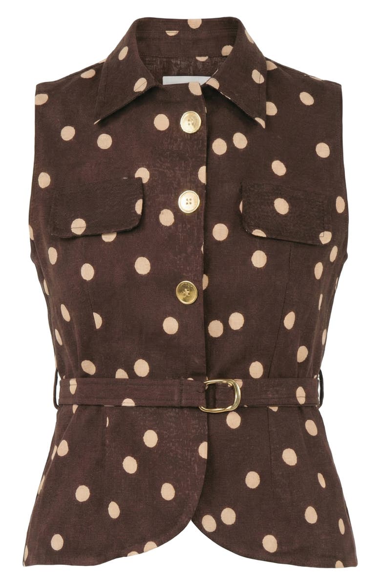 The Lulo Project Stellas Belted Sleeveless Button-Up Shirt, Alternate, color, Polka Dots Cream
