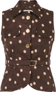 The Lulo Project Stellas Belted Sleeveless Button-Up Shirt