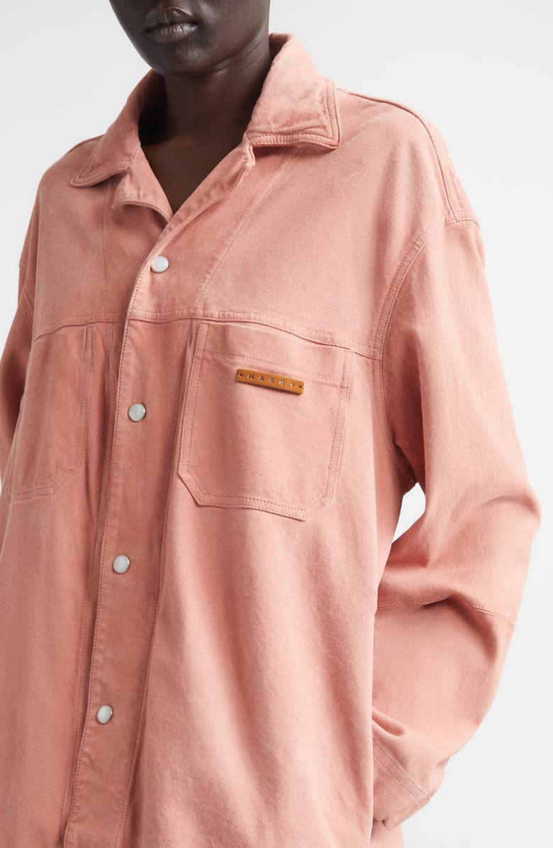 Marni Soft Suede Overshirt, Alternate, color, Chalk Mauve