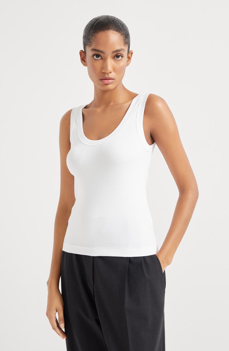 Brunello Cucinelli Ribbed jersey top, Alternate, color, 