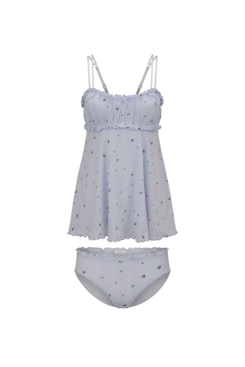 Ophylia Babydoll & Hipster Set, Alternate, color, Floral blue