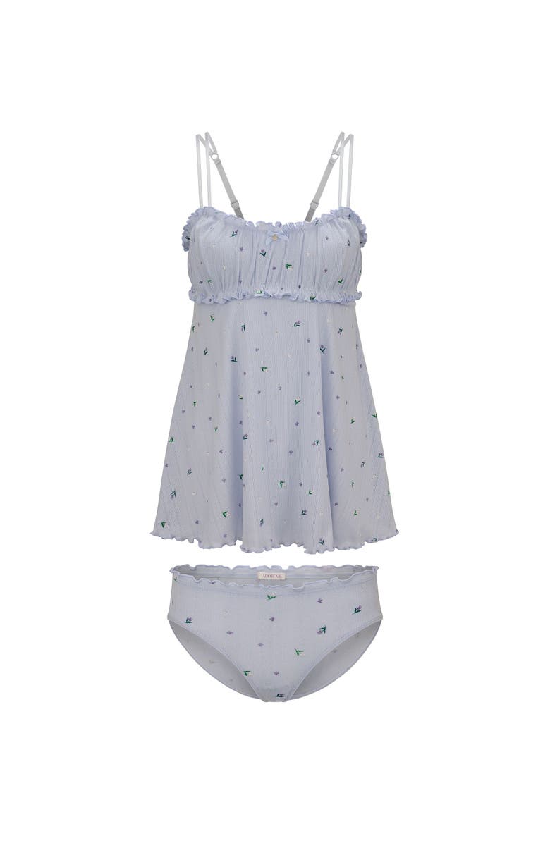 Adore Me Ophylia Babydoll & Hipster Set, Alternate, color, Floral Blue