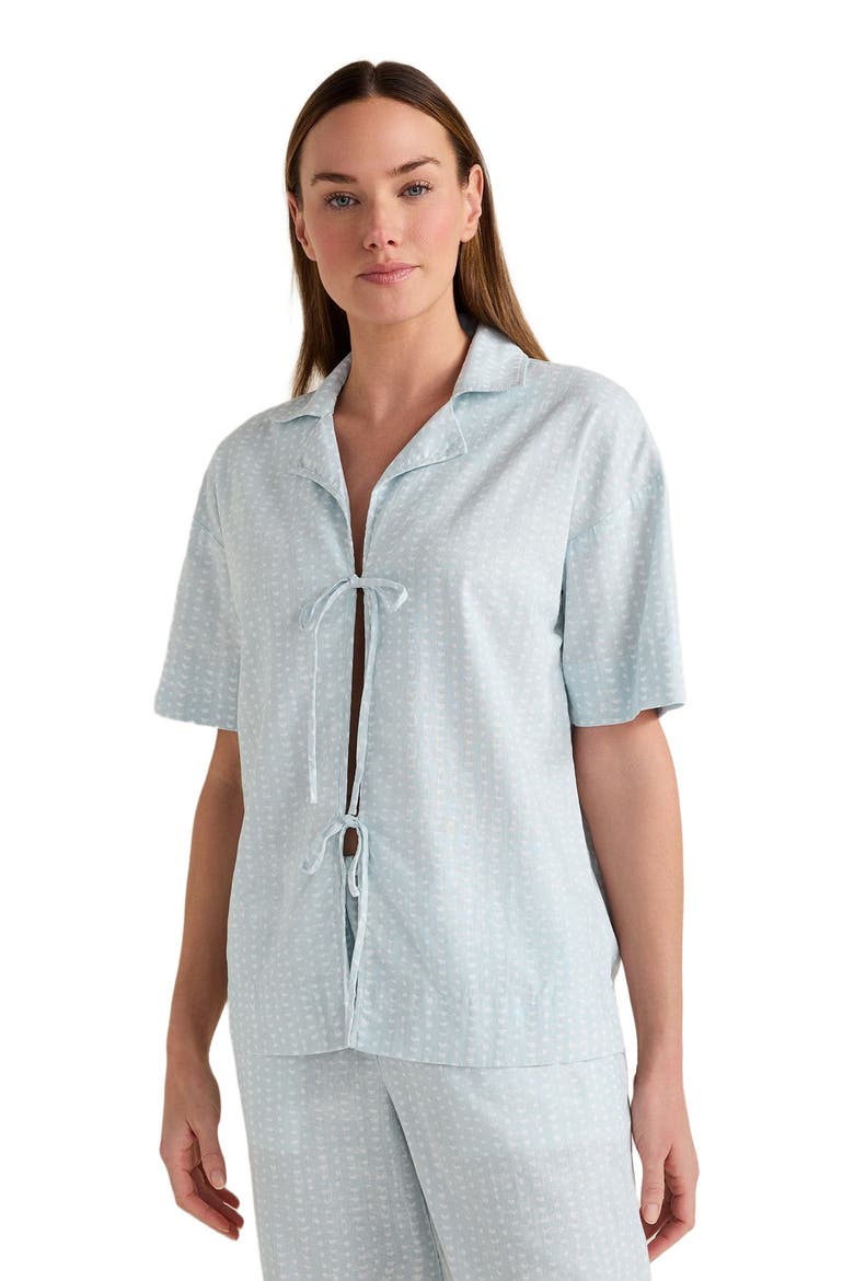 Cotton Linen Faded Dot Pajama Top, Main, color, Batik Dot Salt Water Multi