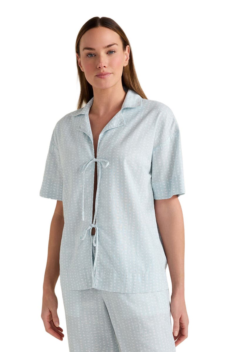 Haven Well Within Cotton Linen Faded Dot Pajama Top, Main, color, Batik Dot Salt Water Multi