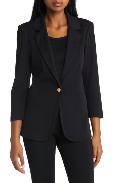 One-Button Knit Blazer