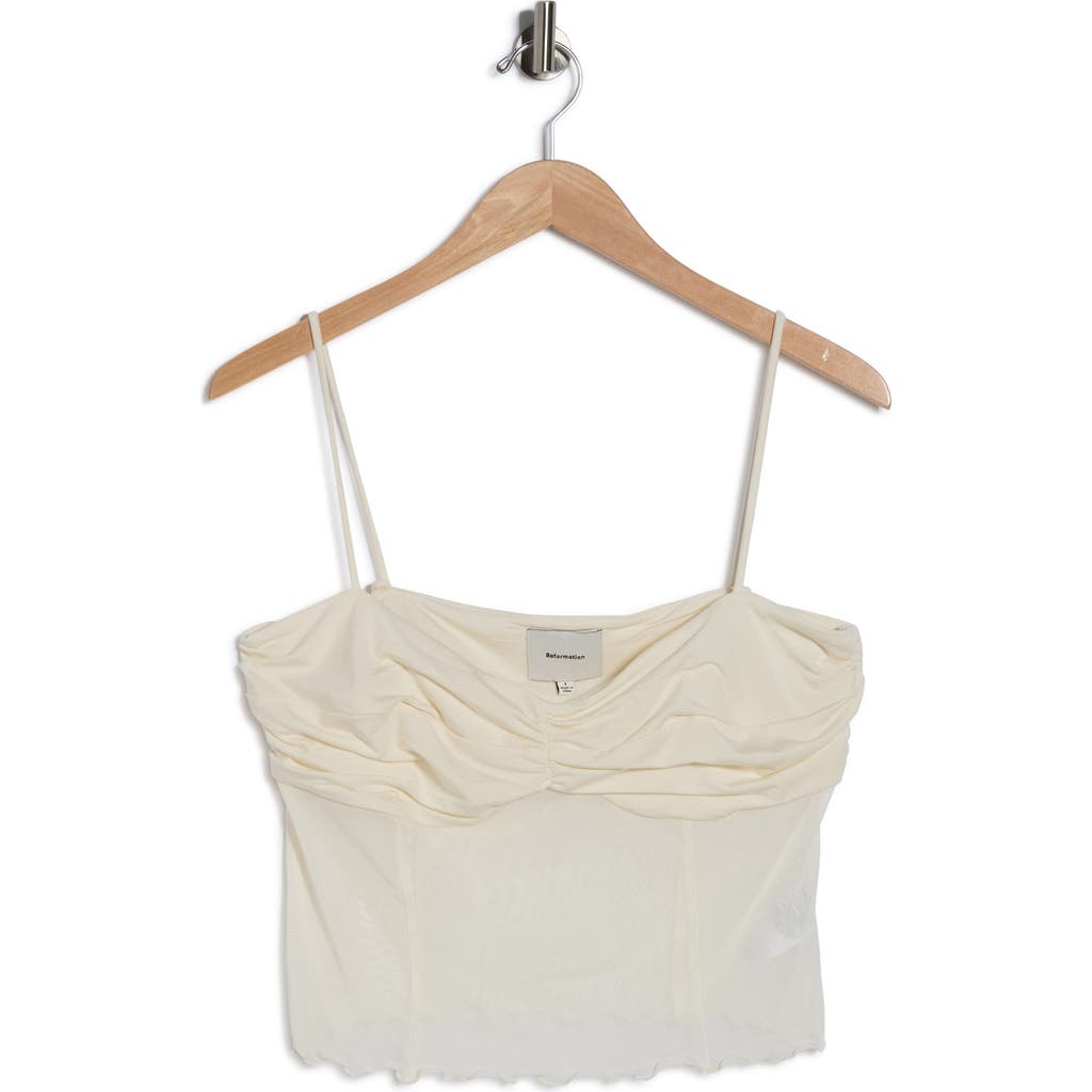 Reformation Milly Mesh Crop Camisole In Fior Di Latte