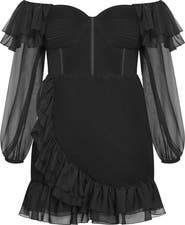 City Chic Crysta Off the Shoulder Long Sleeve Minidress