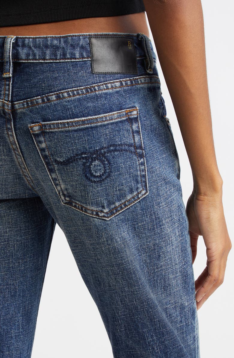 R13 Overflow Boyfriend Flare Jeans, Alternate, color, Mire Blue Stretch