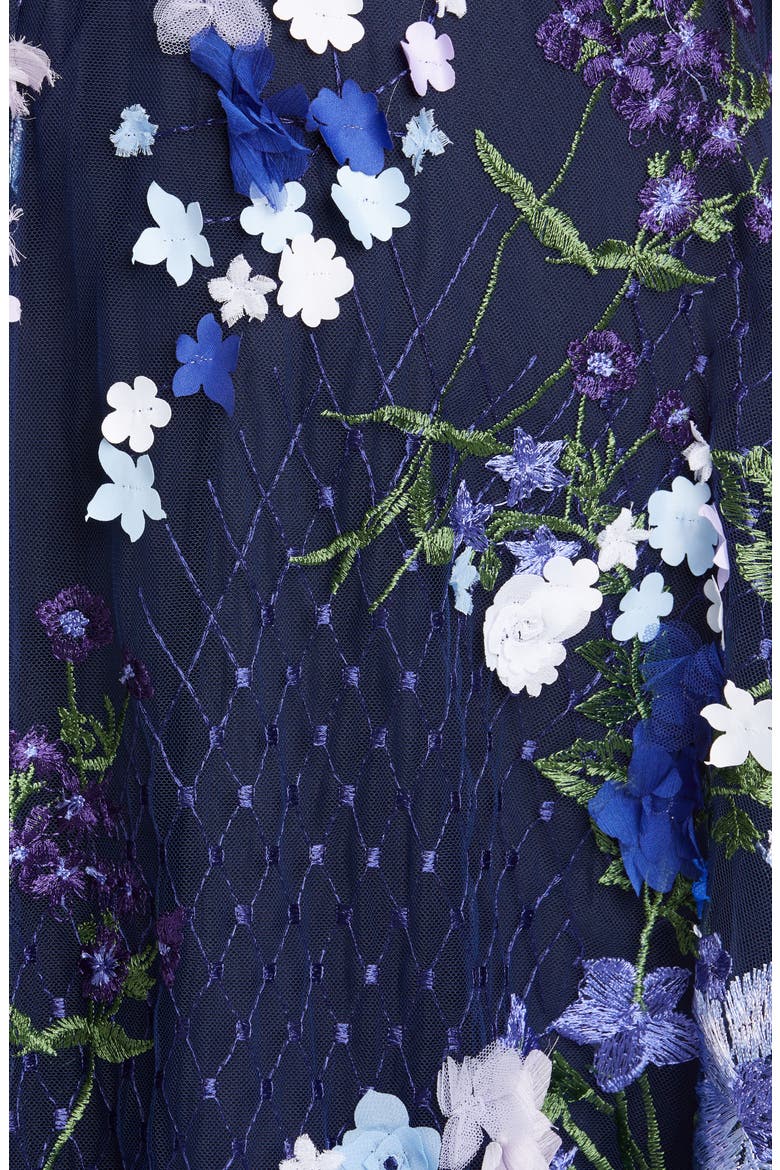 3D Floral Lace Midi Dress, Alternate, color, NAVY