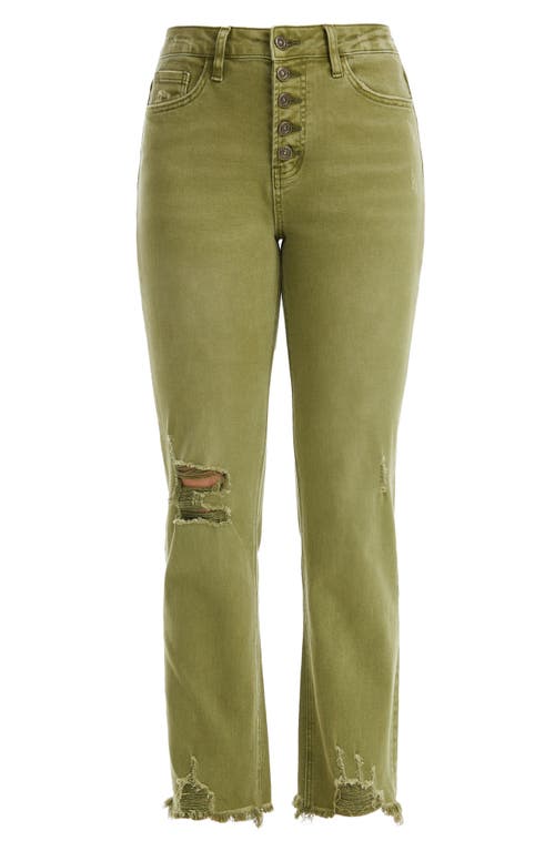 Bayeas High Waist Ripped Chew Hem Straight Leg Jeans