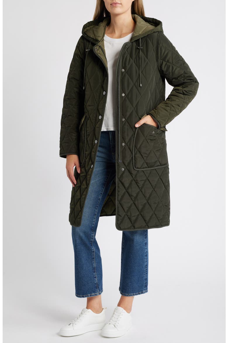Diamond Quilted Hooded Stadium Coat, Alternate, color, OLIVE/SAGE