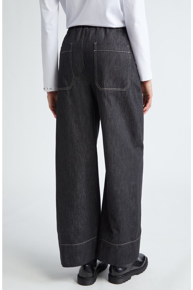 Omelia Wide Leg Cotton Trousers, Alternate, color, BLACK
