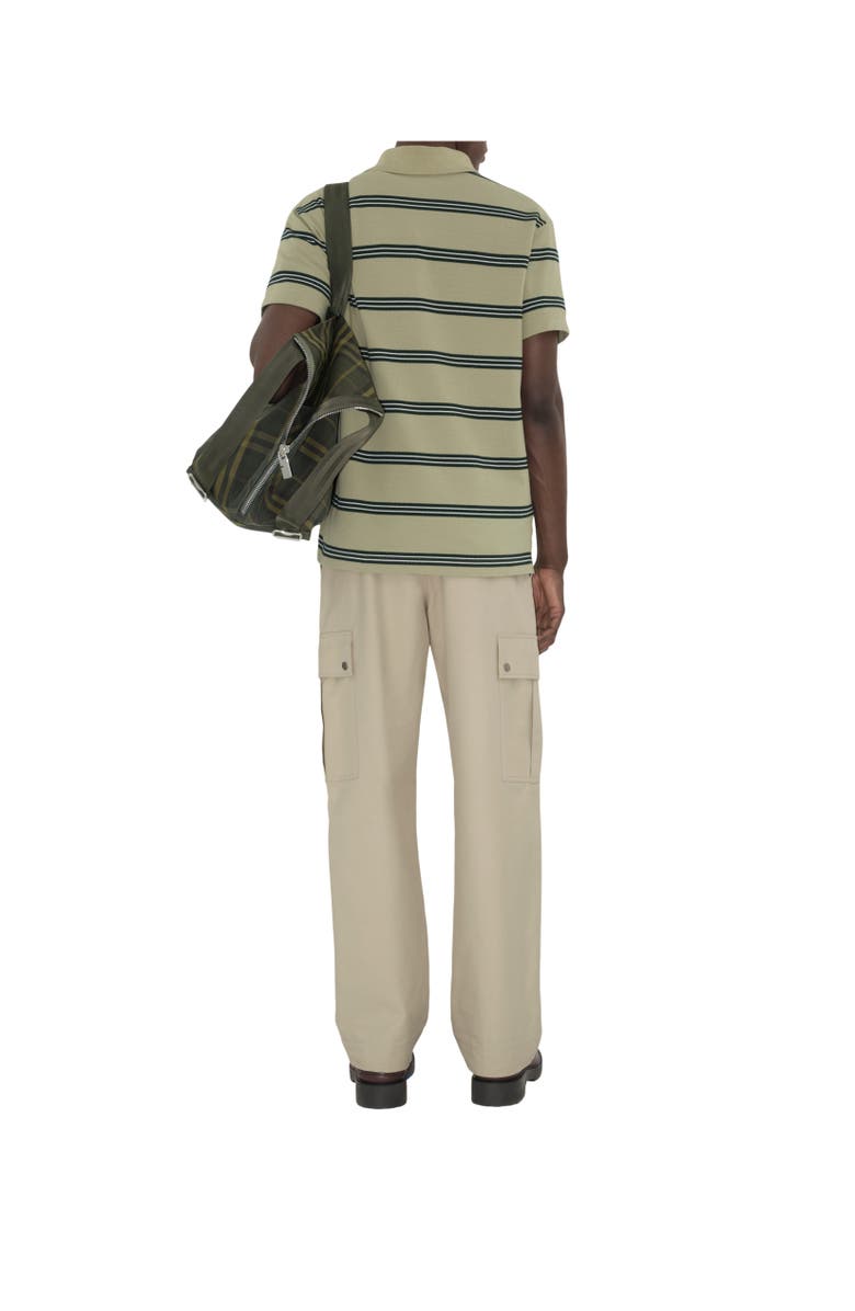 Burberry Striped Cotton Polo Shirt, Alternate, color, Shire