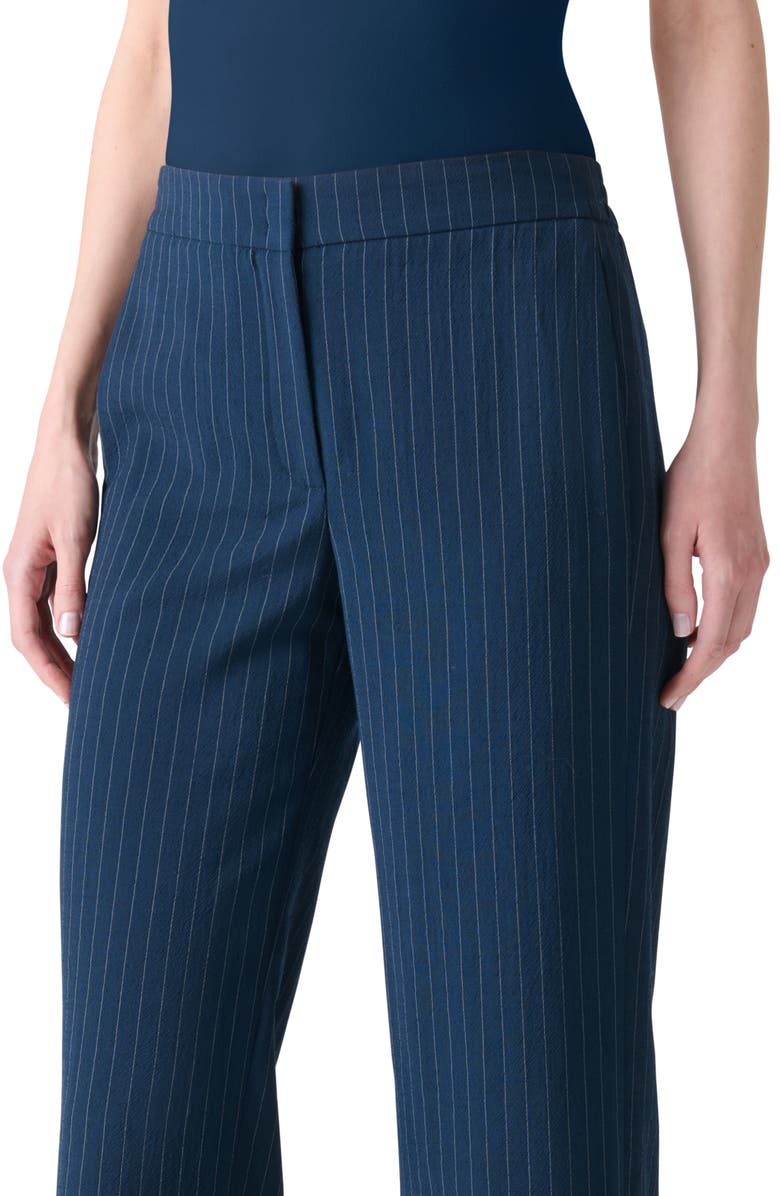 Akris punto Pinstripe Wool Blend Crepe Crop Pants, Alternate, color, Navy