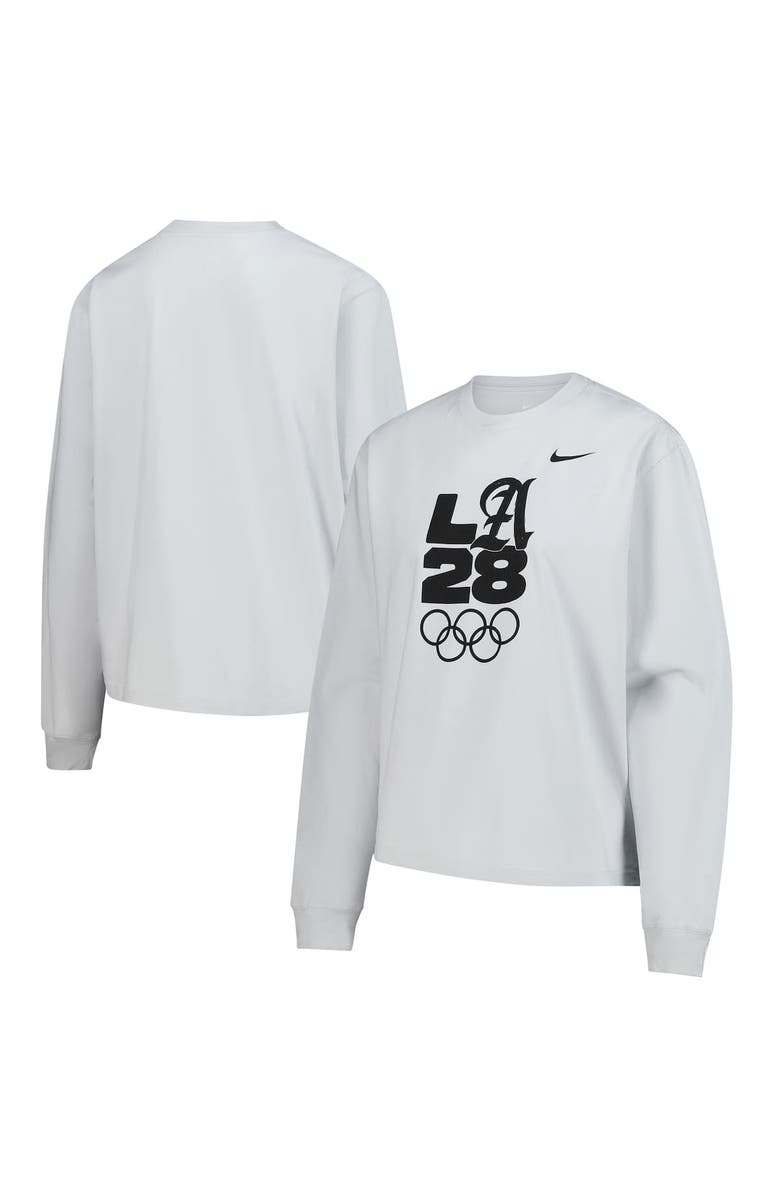 Nike Women's Nike  Gray LA28 Summer Olympics Boxy Long Sleeve T-Shirt, Alternate, color, Gray
