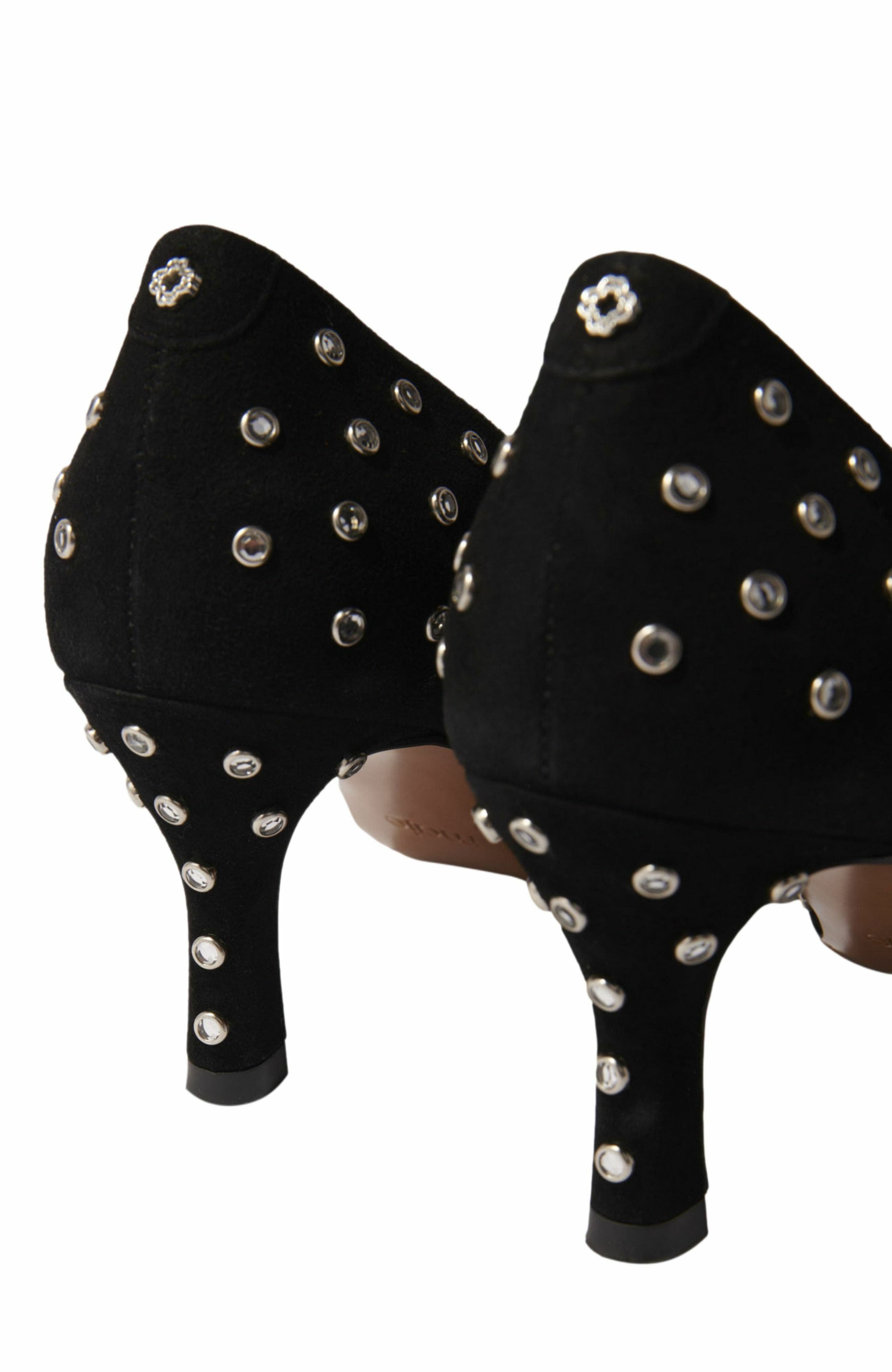 maje Rhinestone pumps with pointed toes, Alternate, color, Black