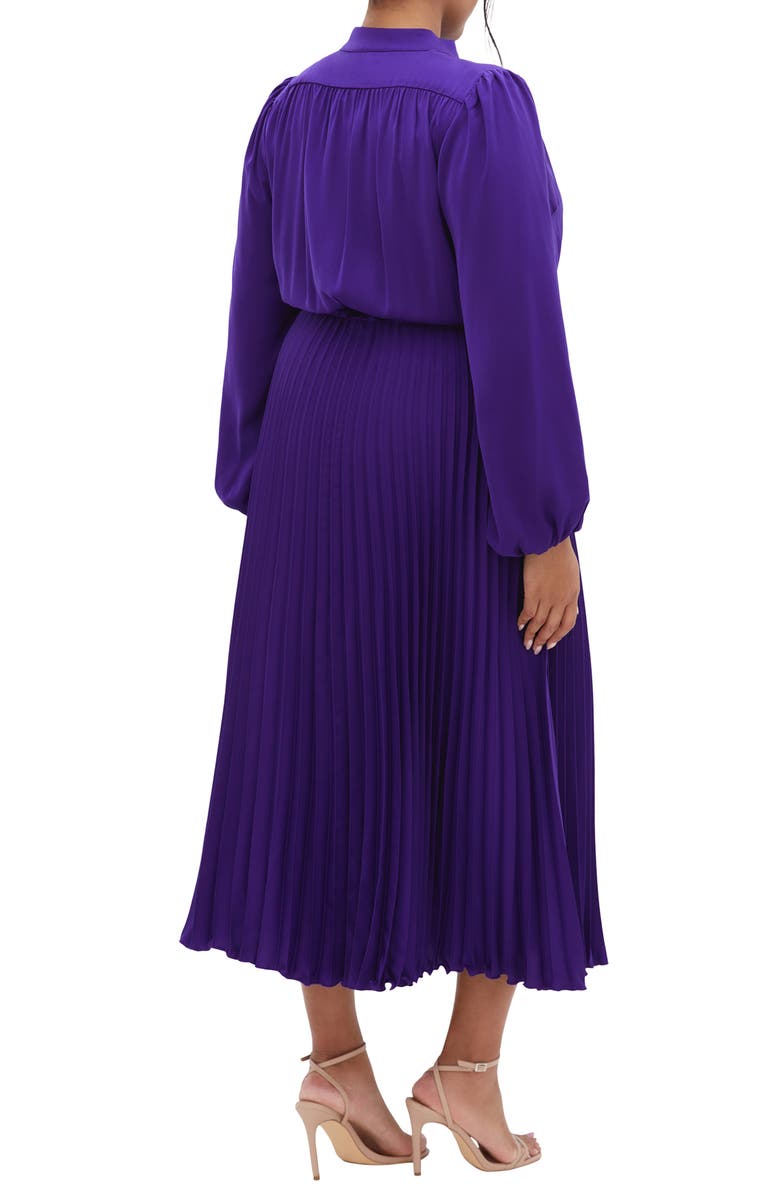 City Chic Oasis Long Sleeve Pleated Dress, Alternate, color,