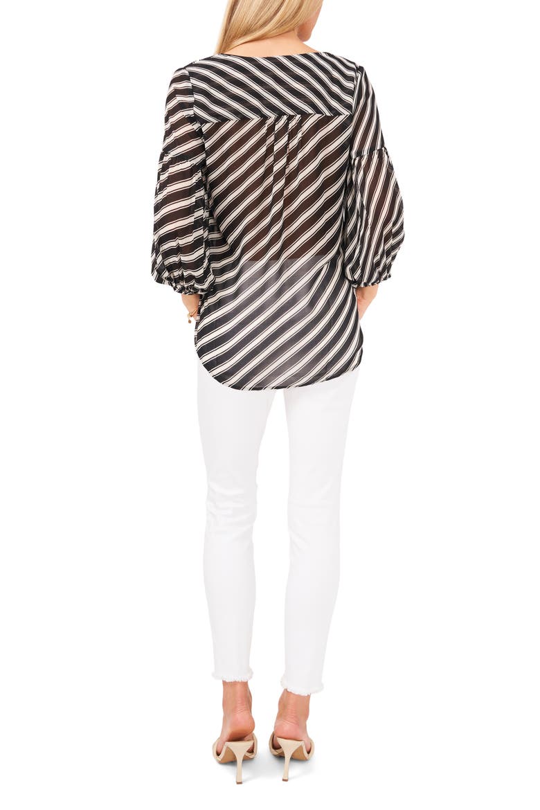Amalfi Stripe Crossover Blouse, Alternate, color, RICH BLACK