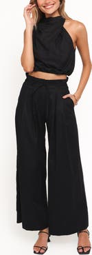 Petal & Pup Althea Linen & Cotton Crop Top & Wide Leg Pants Set
