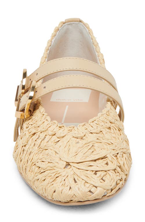 Dolce Vita Women's Baylee Sunflower Wide Width Woven Double Buckle Mary Jane Flats In Light Natural Macrame