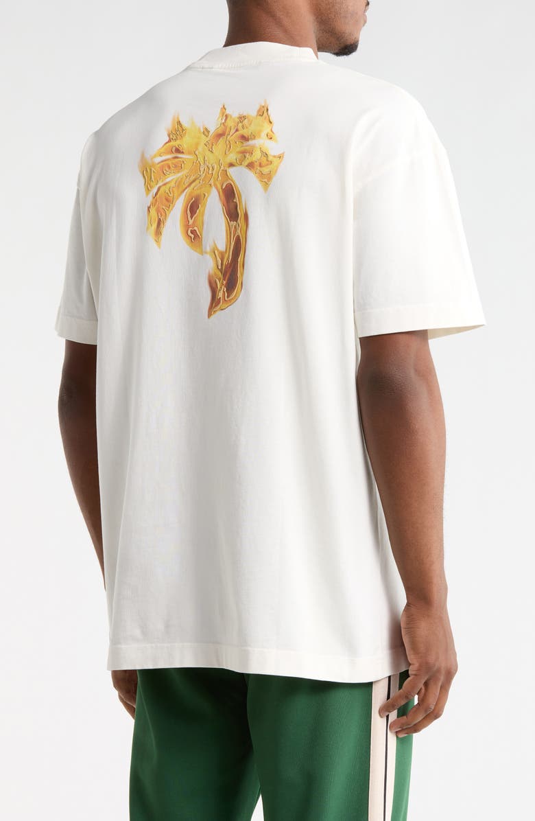 Palm Angels Flame Logo Graphic T-Shirt, Alternate, color, White