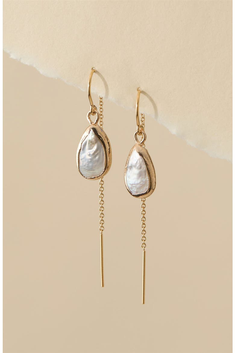 Carrie Baroque Pearl Ear Threader Earrings, Alternate, color, GOLD