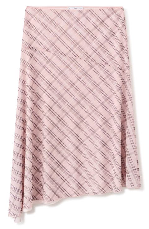 Checked Asymmetric Skirt