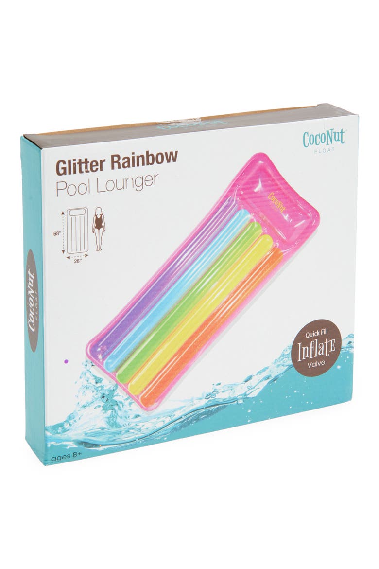 Glitter Rainbow Pool Lounger Float, Main, color, MULTI