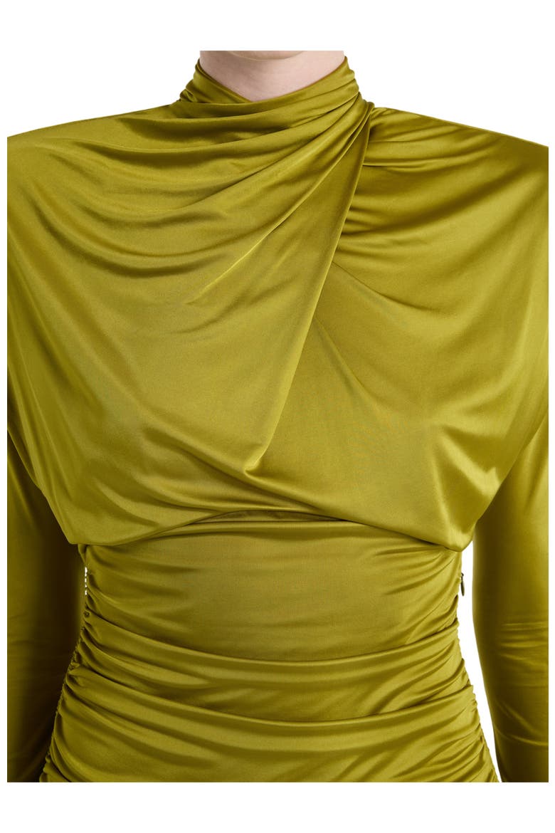 Draped Flowing Jersey Dress, Alternate, color, green