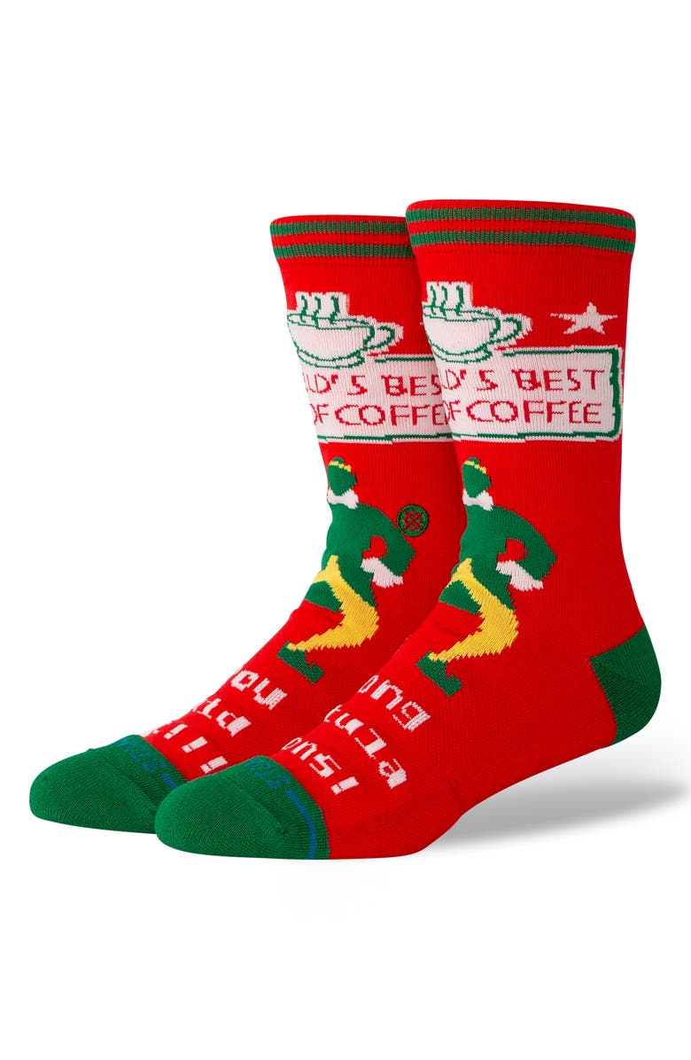 Stance World's Best Crew Socks, Alternate, color, Red