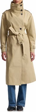 Avec Les Filles Belted Cotton Blend Trench Coat