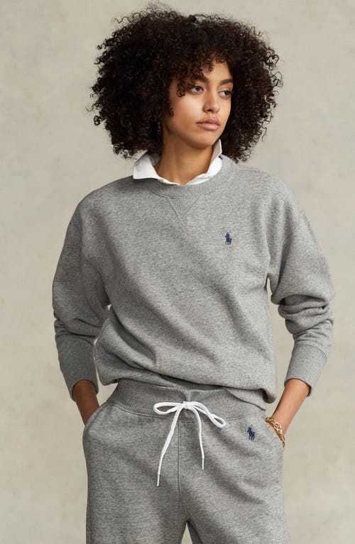 Polo Ralph Lauren Logo Embroidery Cotton Blend Sweatshirt In Dark Vintage Heather