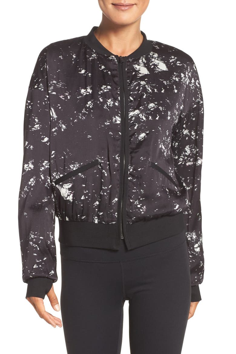 Reversible Bomber Jacket, Main, color, BLACK/ WHITE MULTI