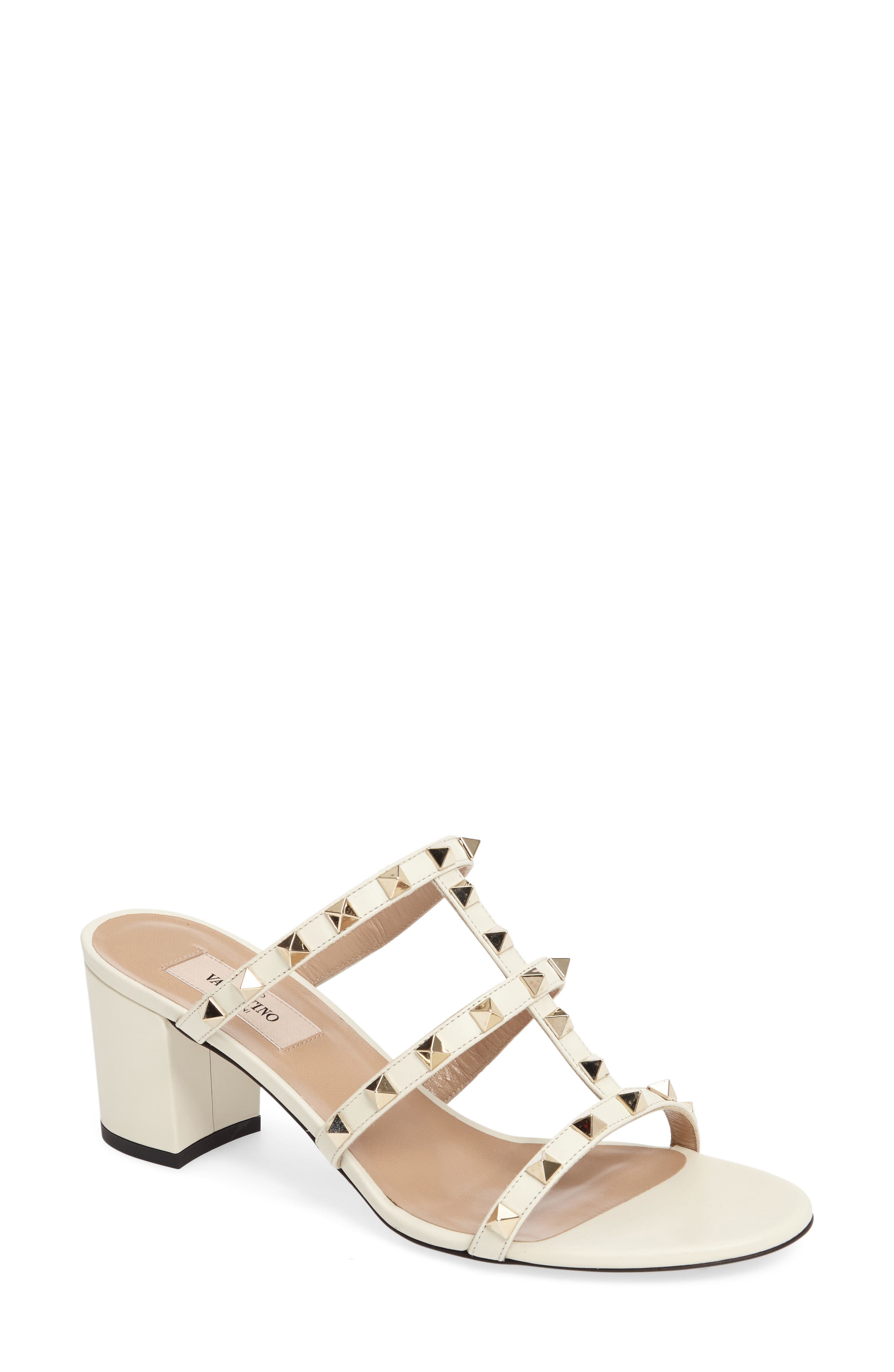 Rockstud Slide Sandal, Main, color, IVORY LEATHER