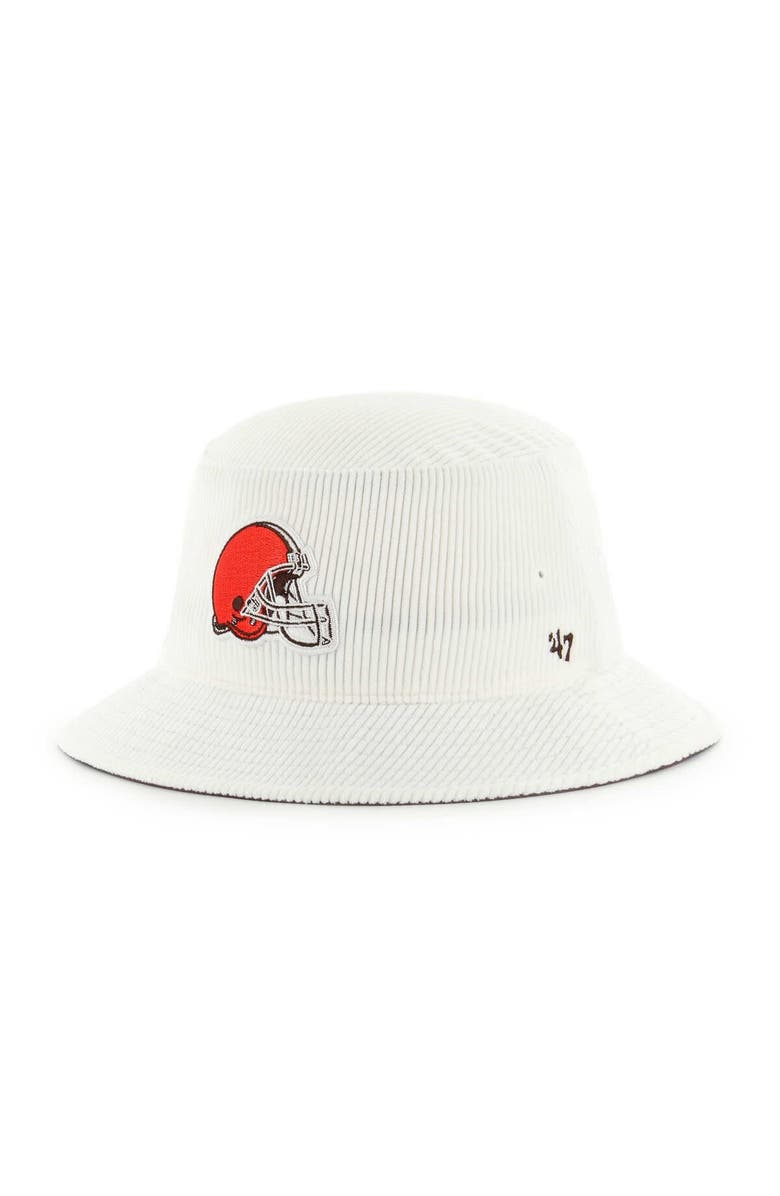 '47 Men's '47 White Cleveland Browns Thick Cord Bucket Hat, Alternate, color, 