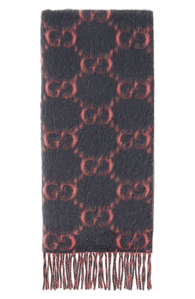 Gucci Double G Logo Wool Scarf, Alternate, color,