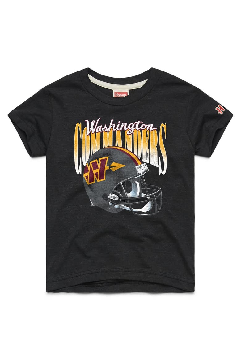 Youth Homage Charcoal Washington Commanders Gradient Helmet Tri-Blend T-Shirt, Main, color, Charcoal