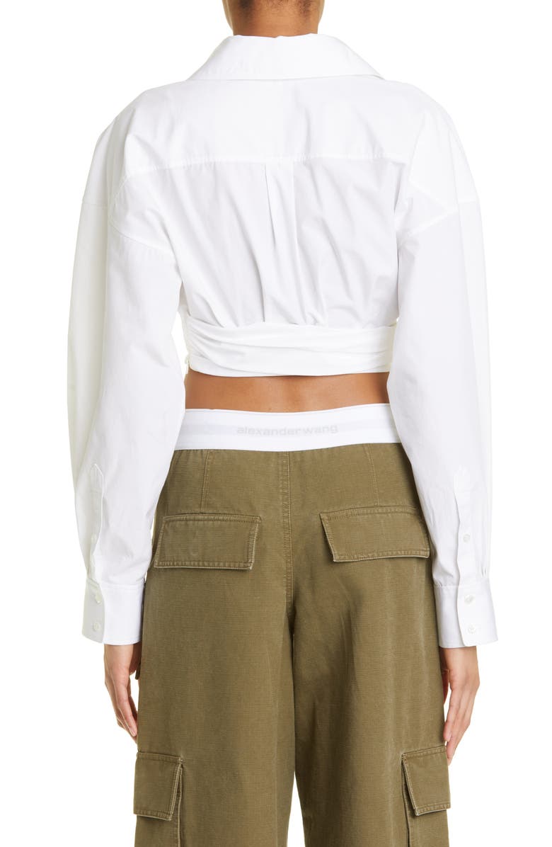 Alexander Wang Placket Detail Crop Button-Up Shirt, Alternate, color,