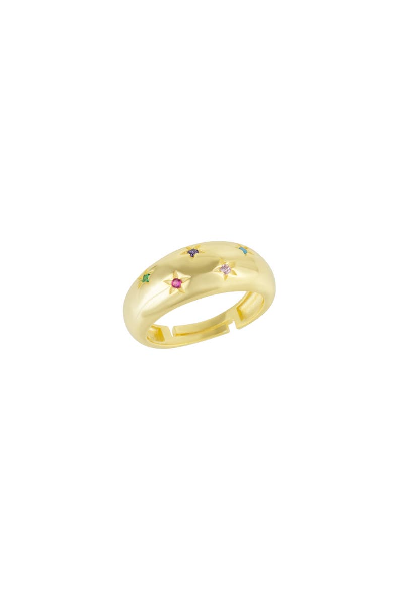 Celestial Star Sterling Silver Dome Ring With Stones, Main, color, Gold