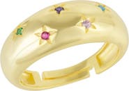 Spero London Celestial Star Sterling Silver Dome Ring With Stones