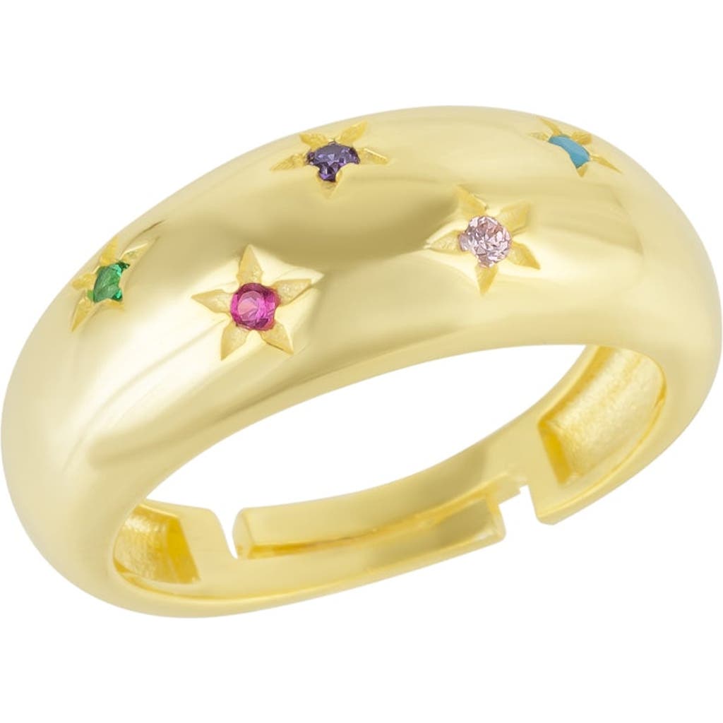 Spero London Celestial Star Sterling Silver Dome Ring With Stones In Gold
