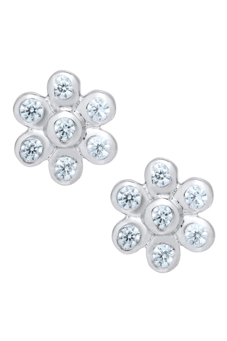 Sterling Silver Flower Earrings, Main, color, SILVER