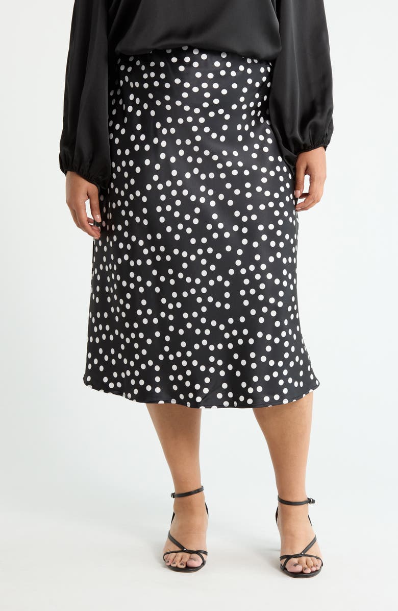 Renee C Polka Dot Print Maxi Skirt, Main, color, Black