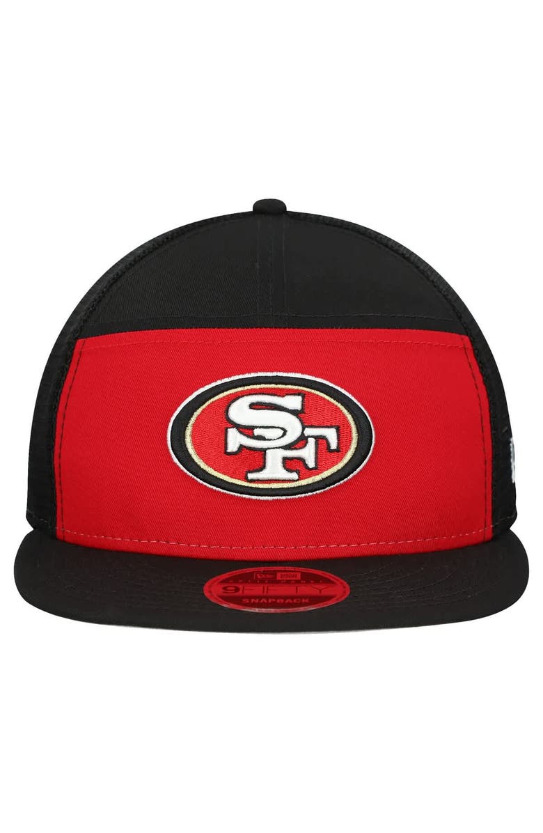 New Era Men's New Era Scarlet/Black San Francisco 49ers Outdoor Split Panel 9FIFTY Snapback Hat, Alternate, color, Scarlet