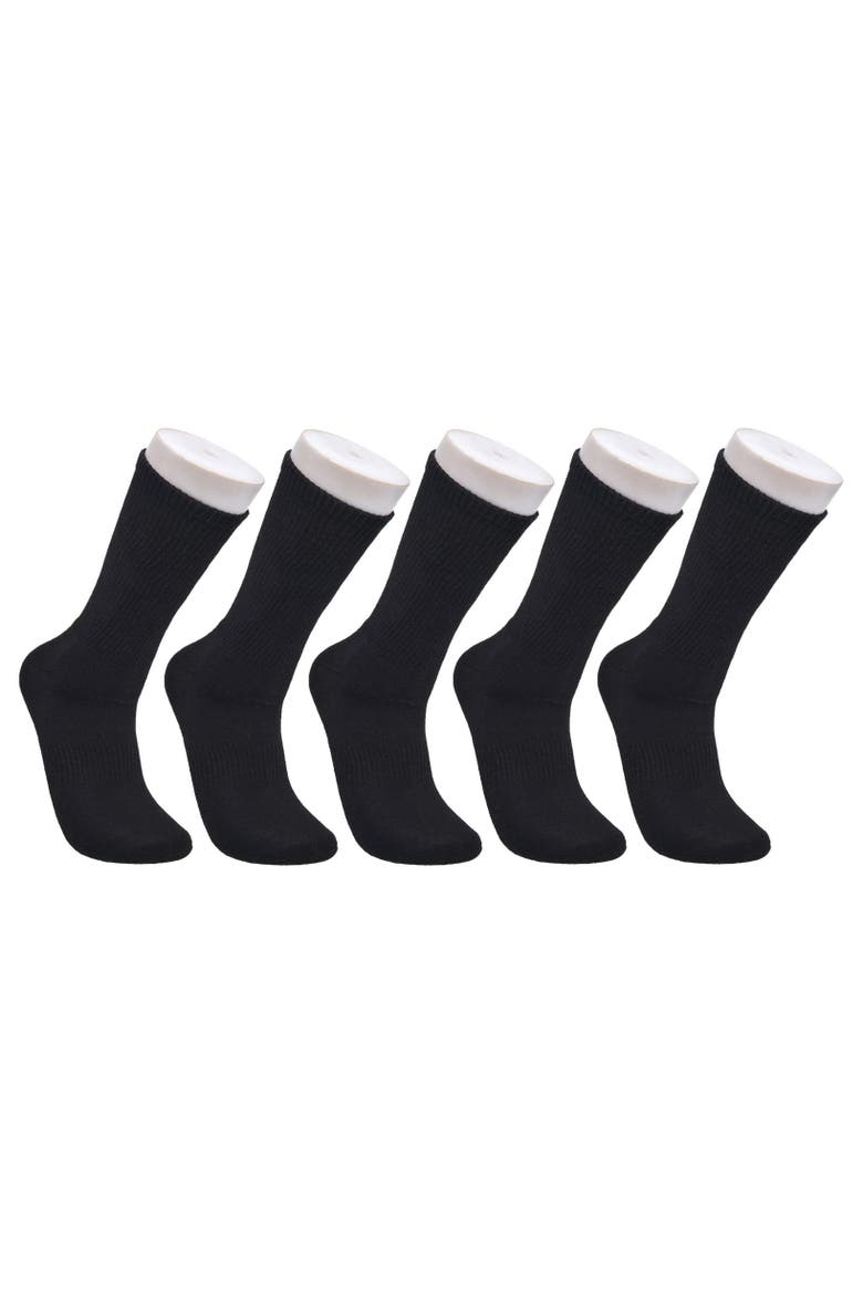 Organic Cotton Half Cushion Crew Sock 5-Pack, Main, color, Black